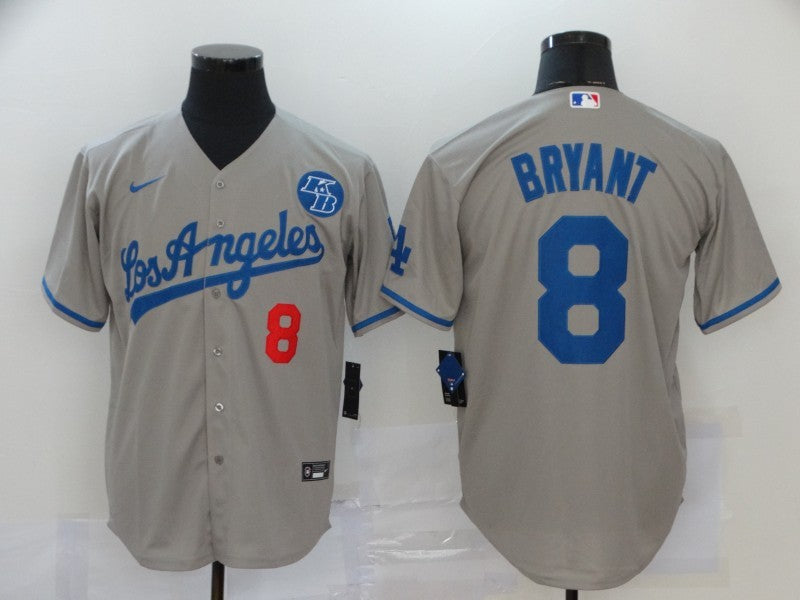 Men’s Los Angeles Dodgers Kobe Bryant #8 Gray Baseball Jersey