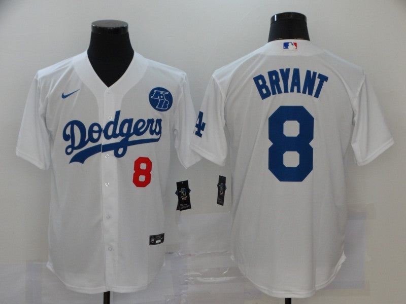Men’s Los Angeles Dodgers Kobe Bryant #8 White Baseball Jersey