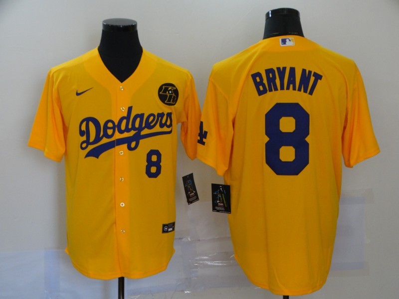 Men’s Los Angeles Dodgers Kobe Bryant #8 Yellow Baseball Jersey