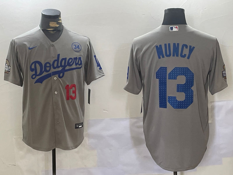 Men’s Los Angeles Dodgers Max Muncy #13 Gray Jersey