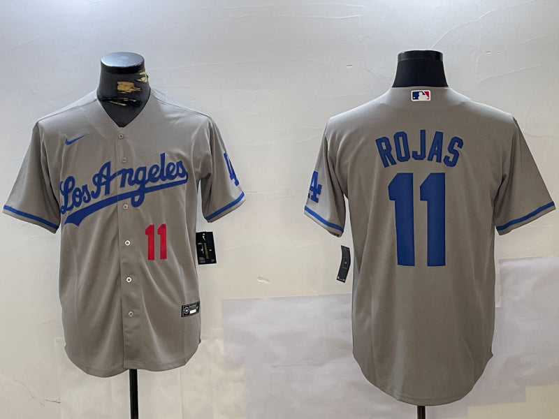 Men’s Los Angeles Dodgers Miguel Rojas #11 Gray Jersey