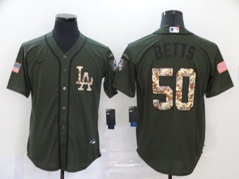 Men’s Los Angeles Dodgers Mookie Betts #50 Army Green Jersey