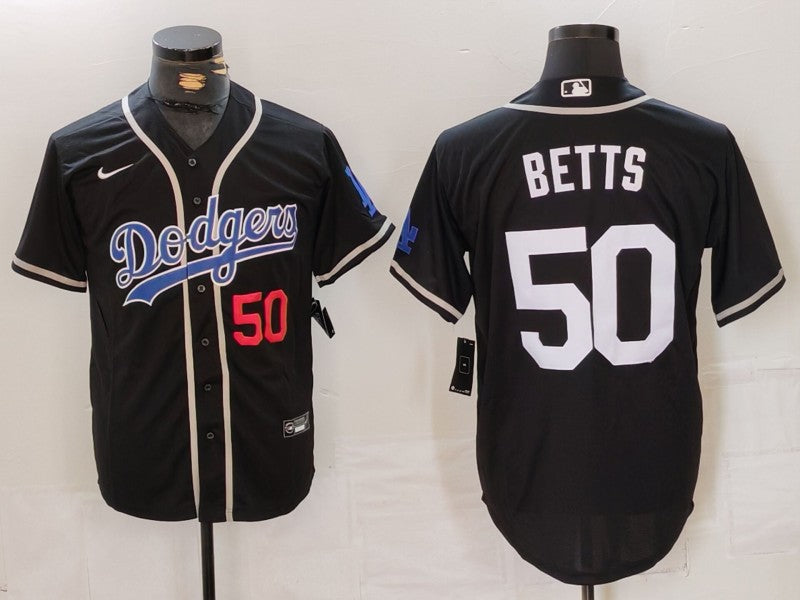 Men’s Los Angeles Dodgers Mookie Betts #50 Black Alternate Team Jersey