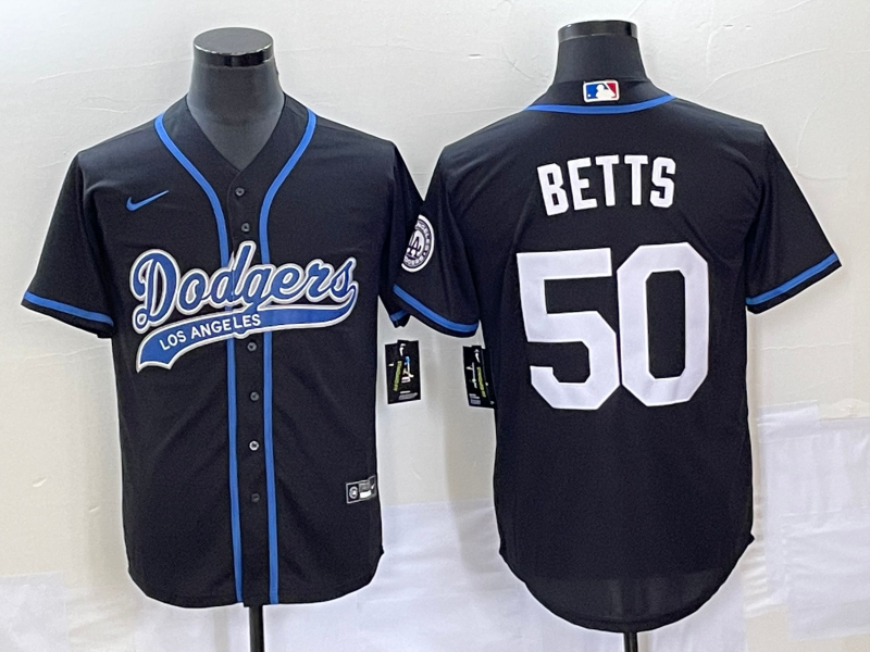 Men’s Los Angeles Dodgers Mookie Betts #50 Black Jersey Joint Edition