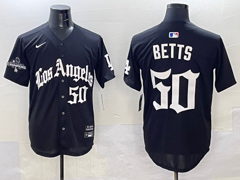 Men’s Los Angeles Dodgers Mookie Betts #50 Black Jersey