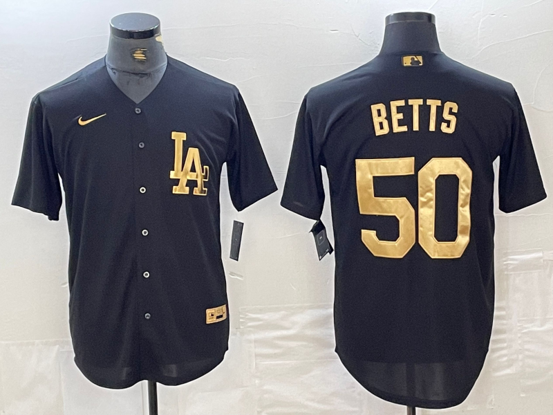 Men’s Los Angeles Dodgers Mookie Betts #50 Black Limited Jersey