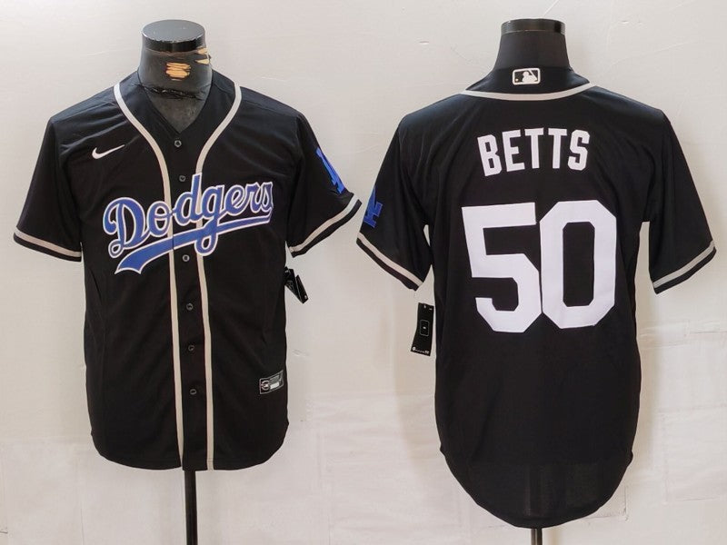 Men’s Los Angeles Dodgers Mookie Betts #50 Black Team Jersey