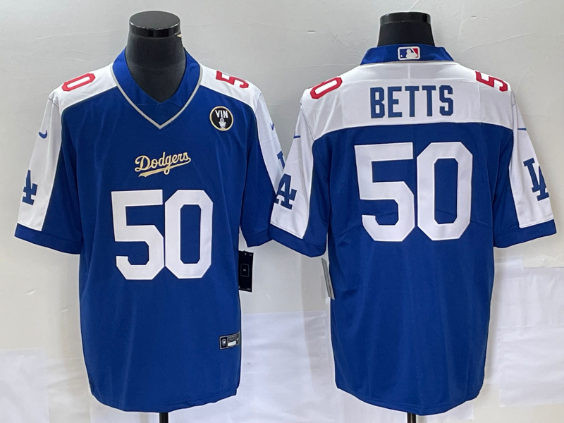 Men’s Los Angeles Dodgers Mookie Betts #50 Blue Alternate Jersey