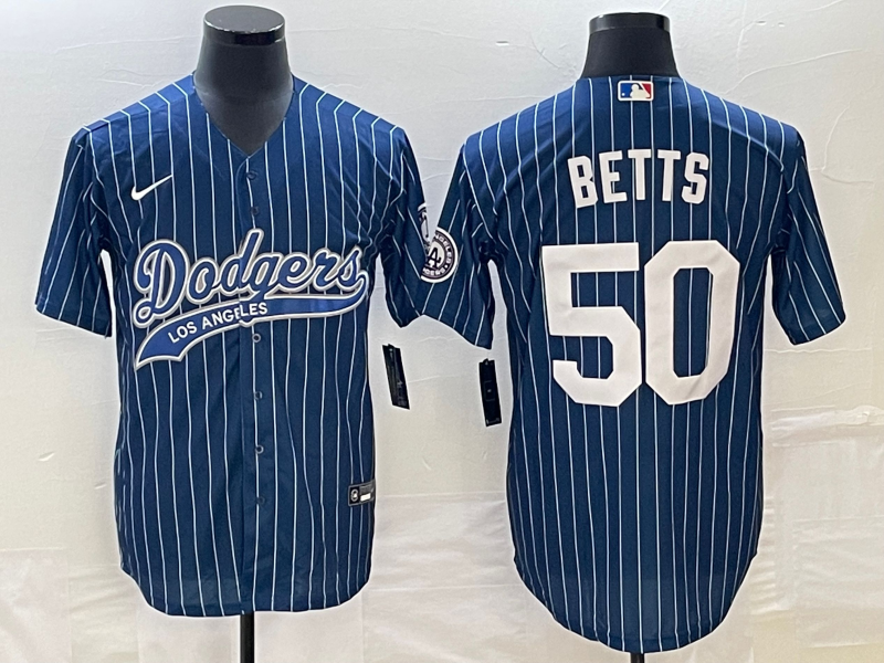 Men’s Los Angeles Dodgers Mookie Betts #50 Blue Jersey Joint Edition