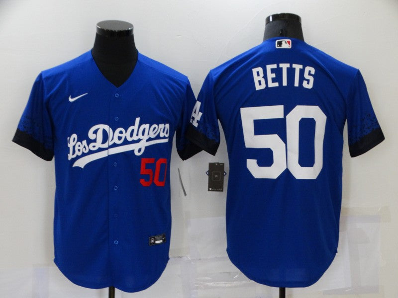 Men’s Los Angeles Dodgers Mookie Betts #50 Blue Stitched Jersey
