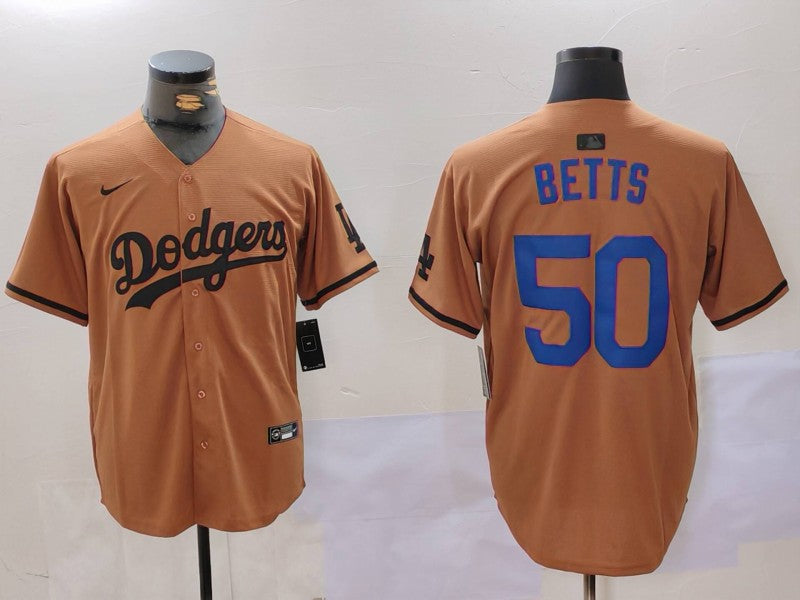 Men’s Los Angeles Dodgers Mookie Betts #50 Brown Jersey