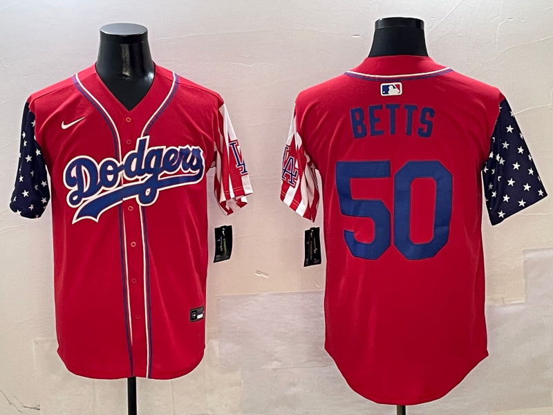 Men’s Los Angeles Dodgers Mookie Betts #50 Red Jersey