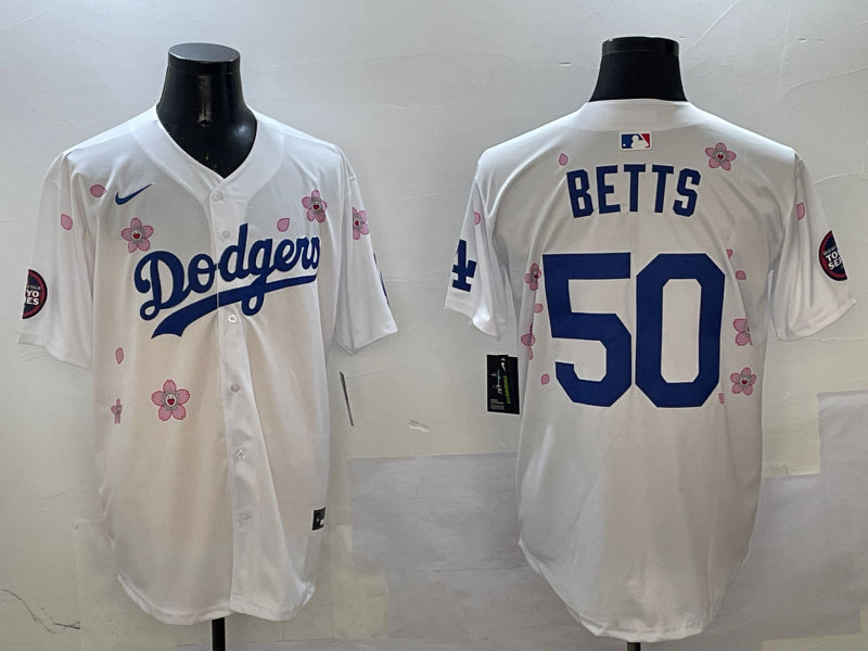 Men’s Los Angeles Dodgers Mookie Betts #50 White Alternate Jersey