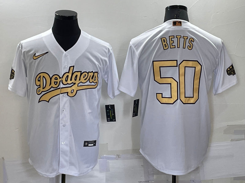 Men’s Los Angeles Dodgers Mookie Betts #50 White Alternate Jersey