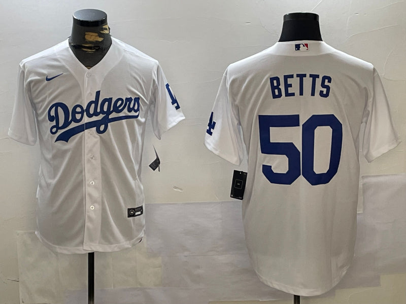 Men’s Los Angeles Dodgers Mookie Betts #50 White Baseball Jersey
