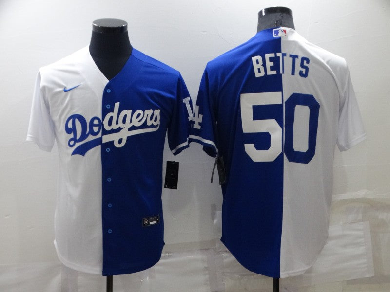 Men’s Los Angeles Dodgers Mookie Betts #50 White/Blue Baseball Jersey