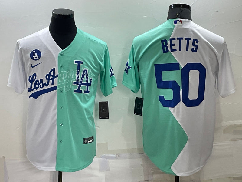 Men’s Los Angeles Dodgers Mookie Betts #50 White/Green Baseball Jersey