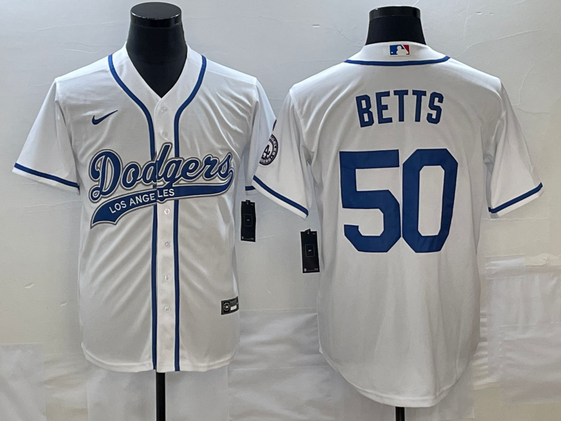 Men’s Los Angeles Dodgers Mookie Betts #50 White Jersey Joint Edition