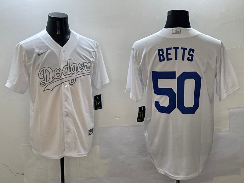 Men’s Los Angeles Dodgers Mookie Betts #50 White Jersey