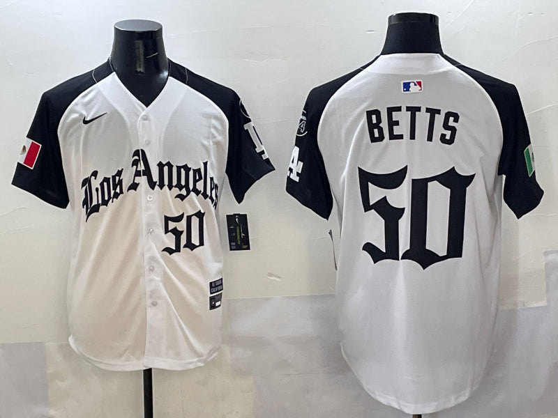 Men’s Los Angeles Dodgers Mookie Betts #50 White Jersey