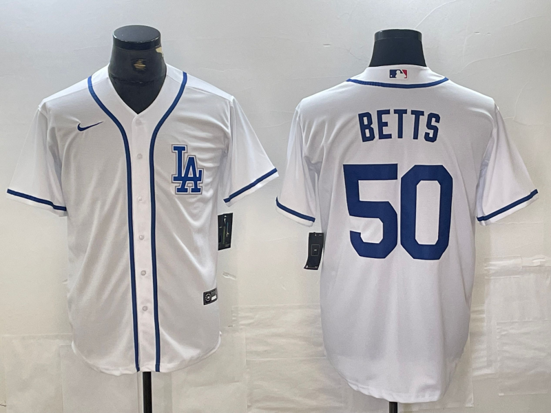Men’s Los Angeles Dodgers Mookie Betts #50 White Limited Jersey