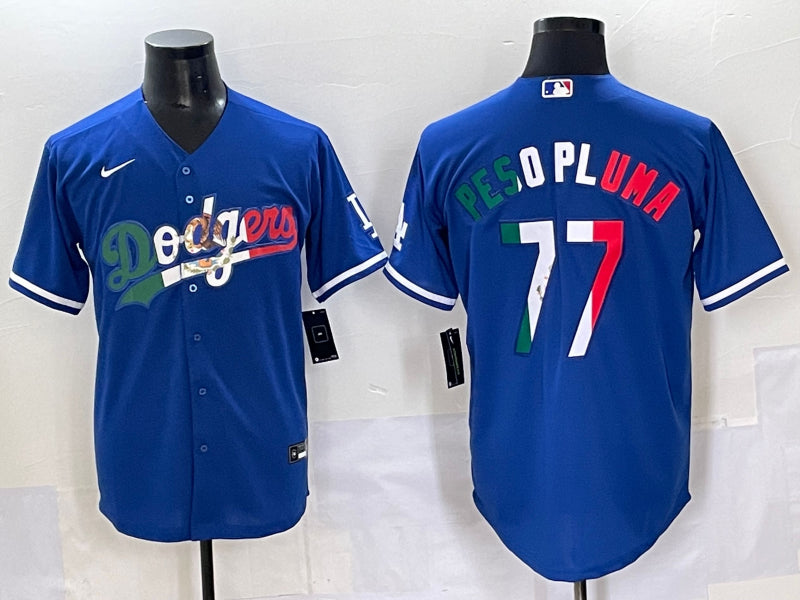 Men’s Los Angeles Dodgers Peso Pluma #77 Royal Jersey