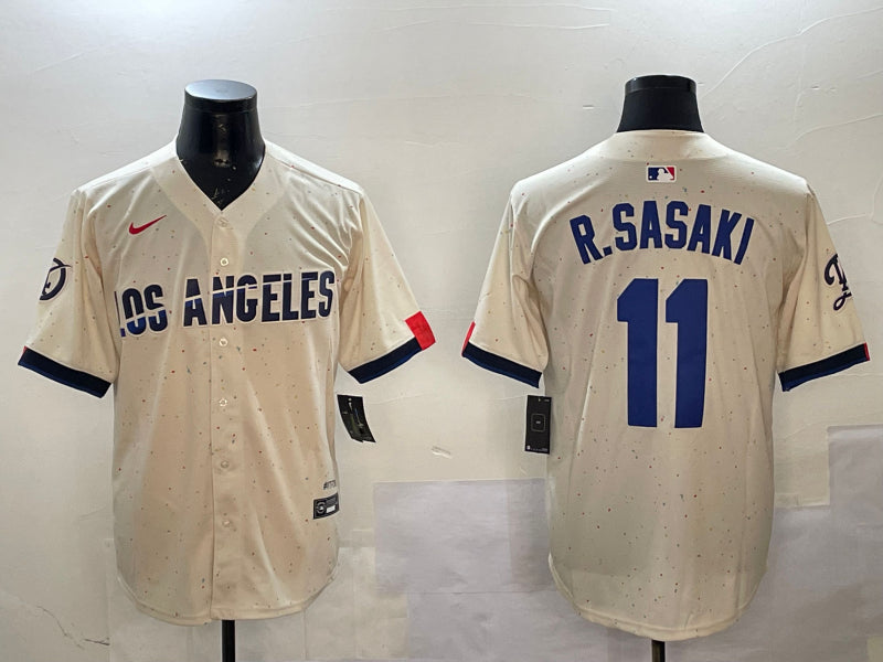 Men’s Los Angeles Dodgers Roki Sasaki #11 Cream 2024 City Connect Limited Jersey
