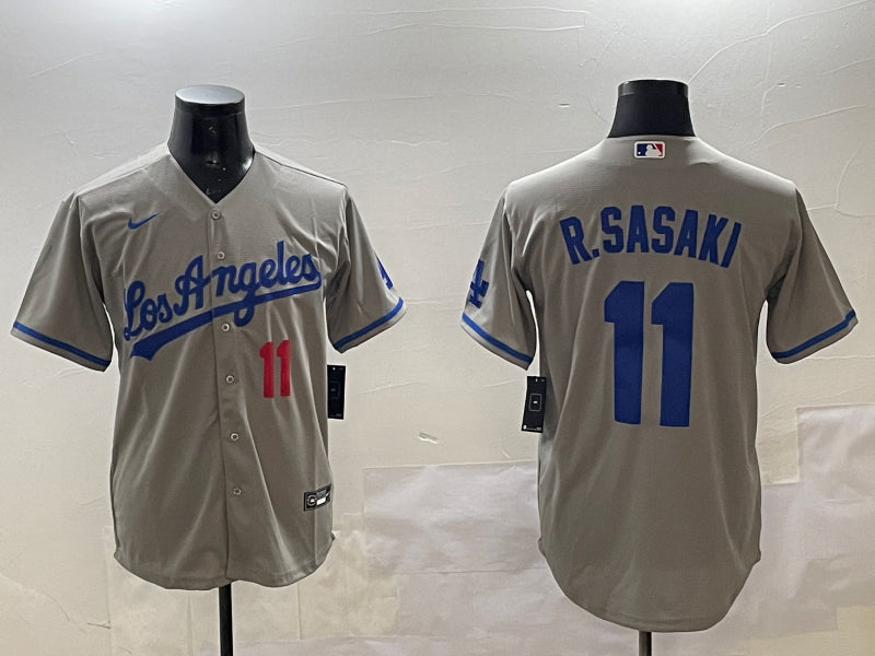 Men’s Los Angeles Dodgers Roki Sasaki #11 Gray Alternate Jersey