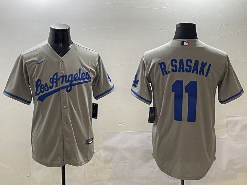 Men’s Los Angeles Dodgers Roki Sasaki #11 Gray Alternate Team Jersey