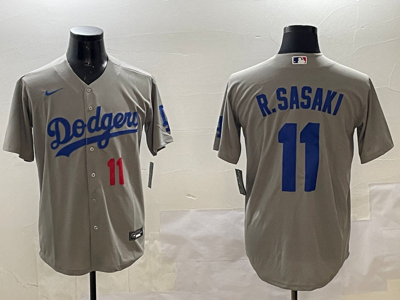 Men’s Los Angeles Dodgers Roki Sasaki #11 Gray Jersey