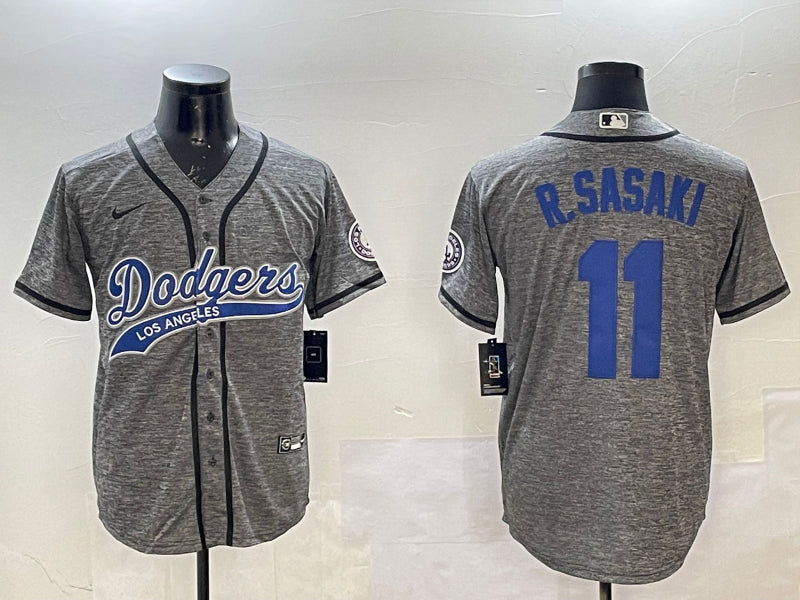 Men’s Los Angeles Dodgers Roki Sasaki #11 Gray Jersey