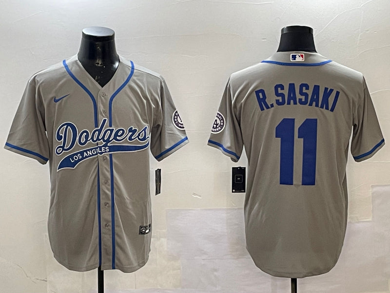 Men’s Los Angeles Dodgers Roki Sasaki #11 Gray Jersey