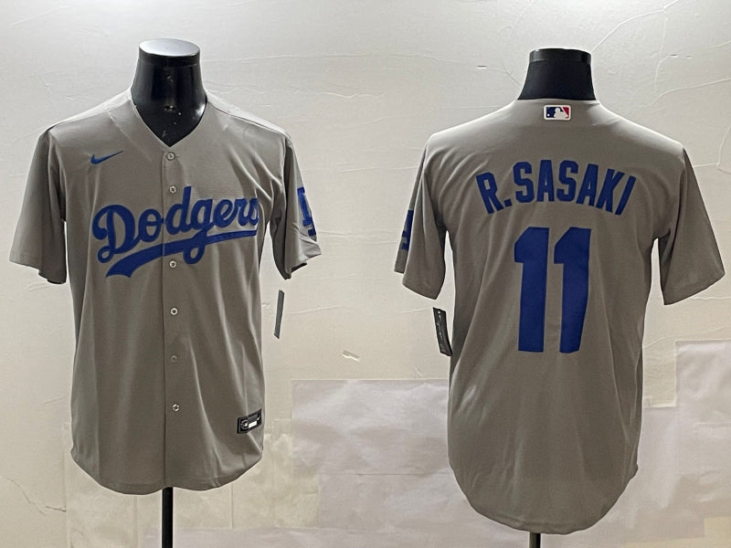 Men’s Los Angeles Dodgers Roki Sasaki #11 Gray Jersey