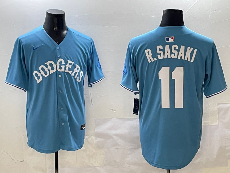 Men’s Los Angeles Dodgers Roki Sasaki #11 Light Blue Limited Jersey