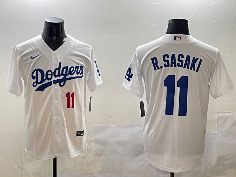 Men’s Los Angeles Dodgers Roki Sasaki #11 White Home Limited Jersey
