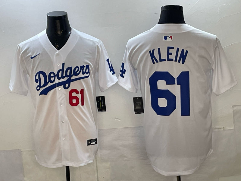 Men’s Los Angeles Dodgers Rylan Klein #61 White Home Limited Jersey