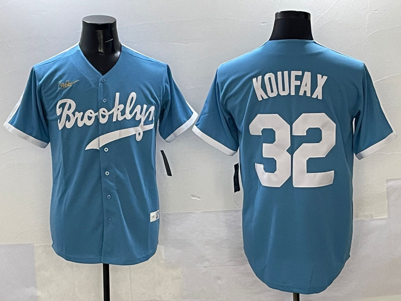 Men’s Los Angeles Dodgers Sandy Koufax #32 Light Blue Jersey