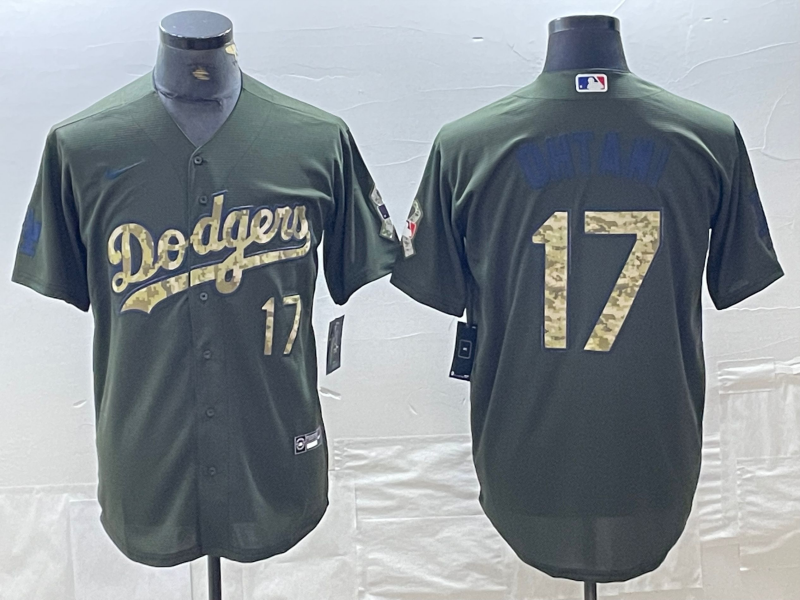 Men’s Los Angeles Dodgers Shohei Ohtani #17 Army Green Jersey