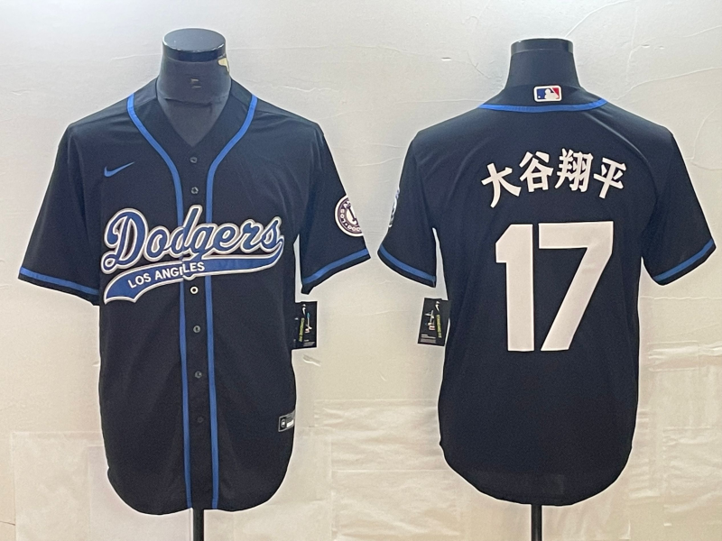 Men’s Los Angeles Dodgers Shohei Ohtani #17 Black Jersey Joint Edition