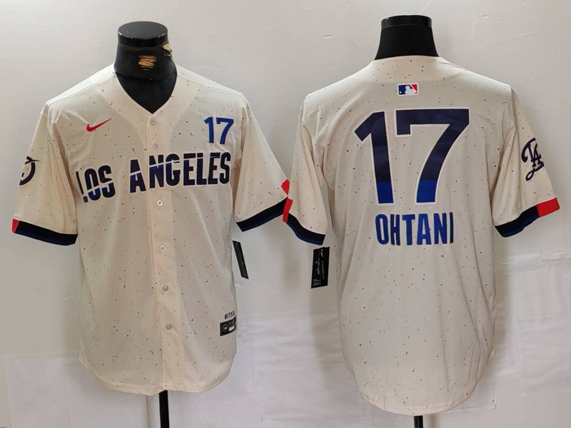 Men’s Los Angeles Dodgers Shohei Ohtani #17 Cream 2024 City Connect Jersey