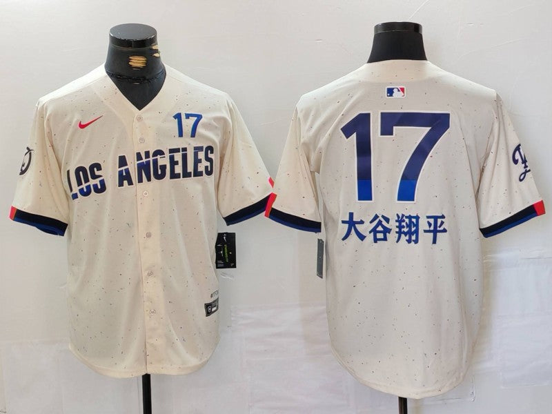 Men’s Los Angeles Dodgers Shohei Ohtani #17 Cream 2024 City Connect Jersey