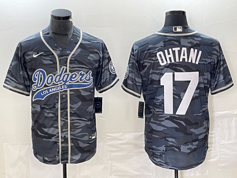Men’s Los Angeles Dodgers Shohei Ohtani #17 Grey Camouflage Jersey Joint Edition
