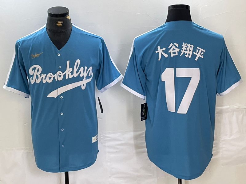 Men’s Los Angeles Dodgers Shohei Ohtani #17 Light Blue Cooperstown Collection Jersey