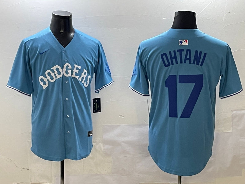 Men’s Los Angeles Dodgers Shohei Ohtani #17 Light Blue Jersey