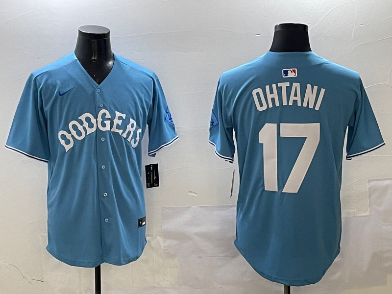 Men’s Los Angeles Dodgers Shohei Ohtani #17 Light Blue Limited Jersey