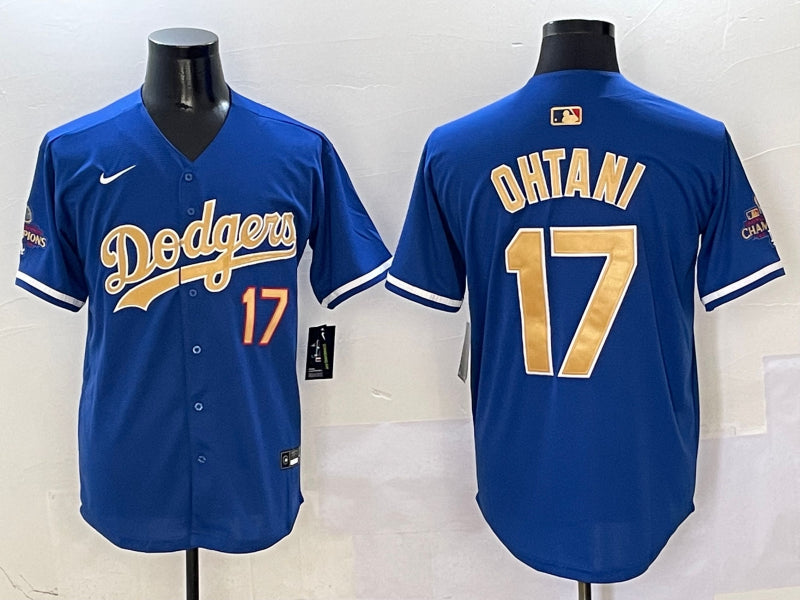 Men’s Los Angeles Dodgers Shohei Ohtani #17 Royal 2025 Gold Collection Limited Jersey