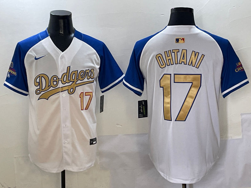 Men’s Los Angeles Dodgers Shohei Ohtani #17 White 2025 Gold Collection Jersey