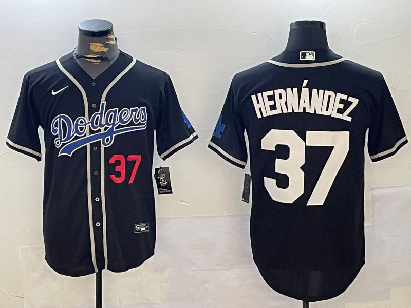 Men’s Los Angeles Dodgers Teoscar Hernandez #37 Black Jersey