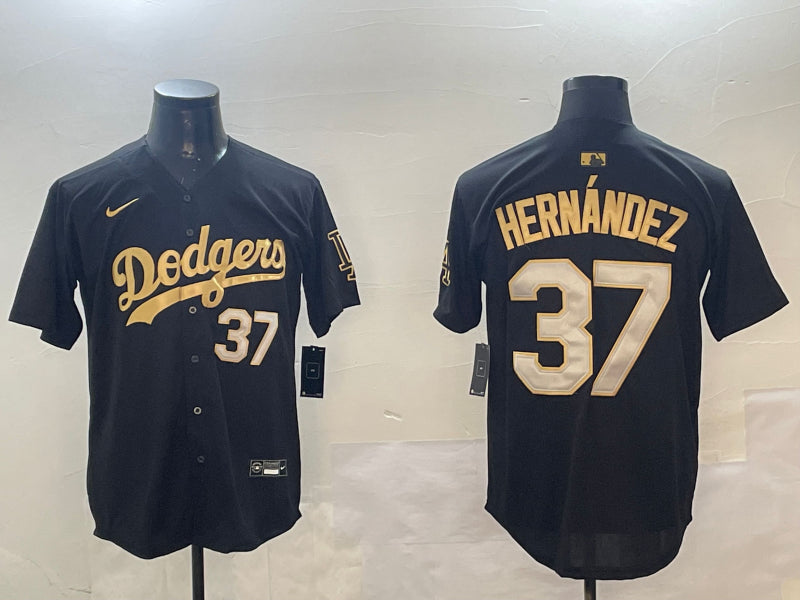 Men’s Los Angeles Dodgers Teoscar Hernandez #37 Black Jersey