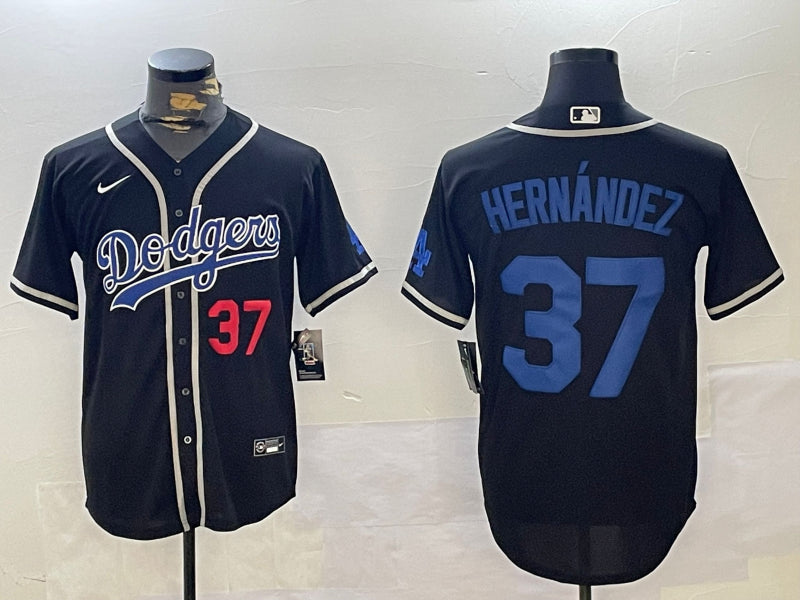 Men’s Los Angeles Dodgers Teoscar Hernandez #37 Black Jersey